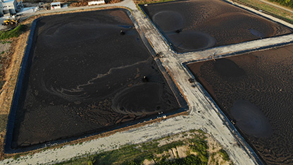 industrial treatment plant showing sludge