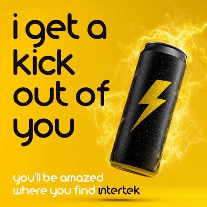 An aluminum can with a yellow lightning bolt illustration on it